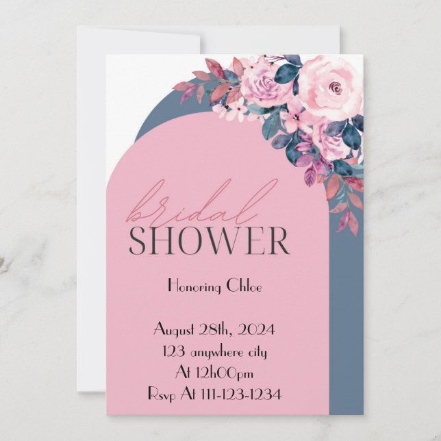 FLORAL PASTEL COLORS BRIDAL SHOWER INVITATION INBJUDNINGAR (Framsida)