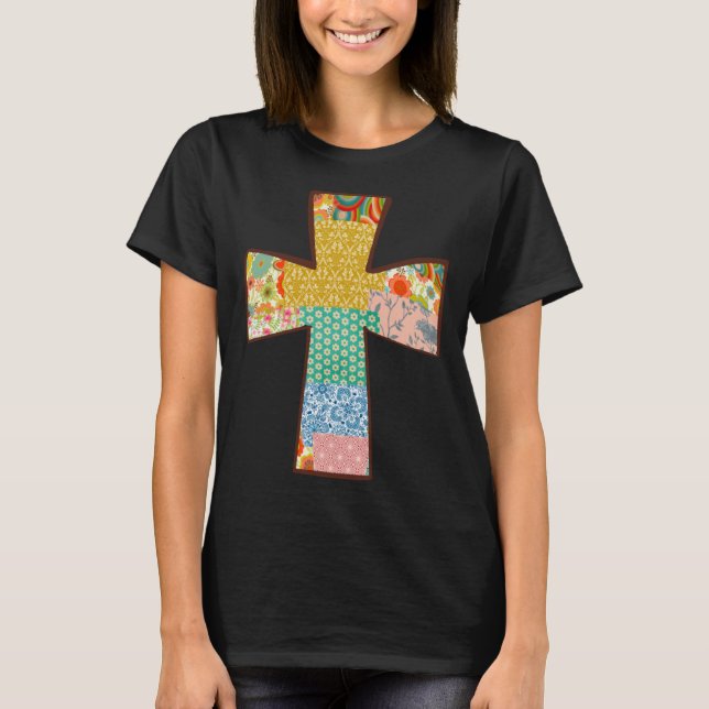 Floral Patchwork Cross T Shirt (Framsida)