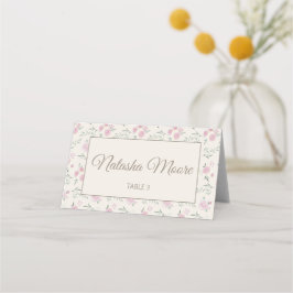 Floral Pattern Creme Folded Place Card Placeringskort