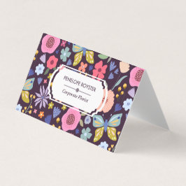 Floral Pattern Dark Plum & Mauve Business Card Visitkort