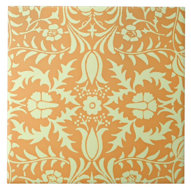 Floral Pattern, gold and pastel yellow design, Kakelplatta (Framsidan)