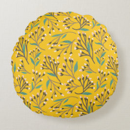 Floral Pattern in  delicate branches and buds Rund Kudde