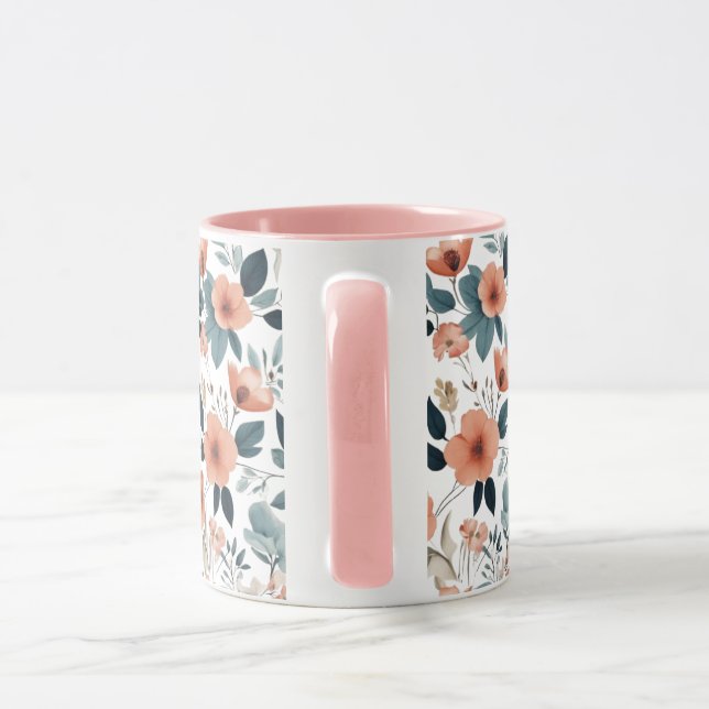  Floral Pattern in Pastel Tones Mugg (Handtag)