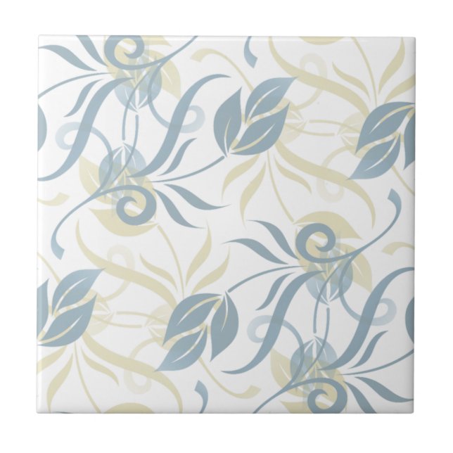 Floral Pattern in Slate Blue  Kakelplatta (Framsidan)