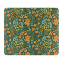 Floral pattern on a dark green background 