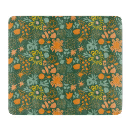 Floral pattern on a dark green background 