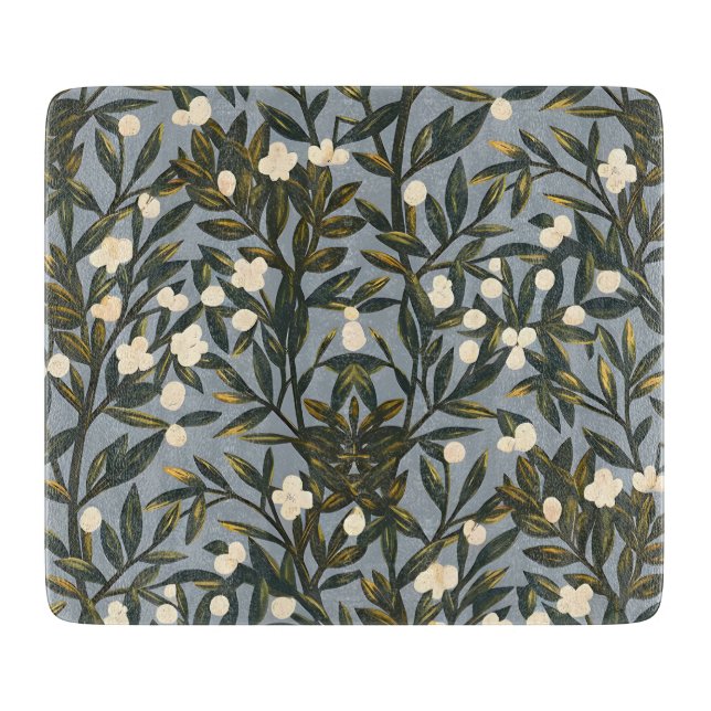 Floral pattern on  dusty blue-gray background (Framsidan)