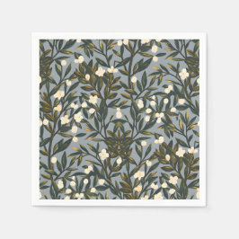 Floral pattern on  dusty blue-gray background pappersservett