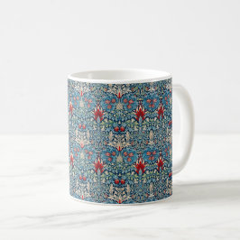 Floral pattern on green leaves blue background kaffemugg