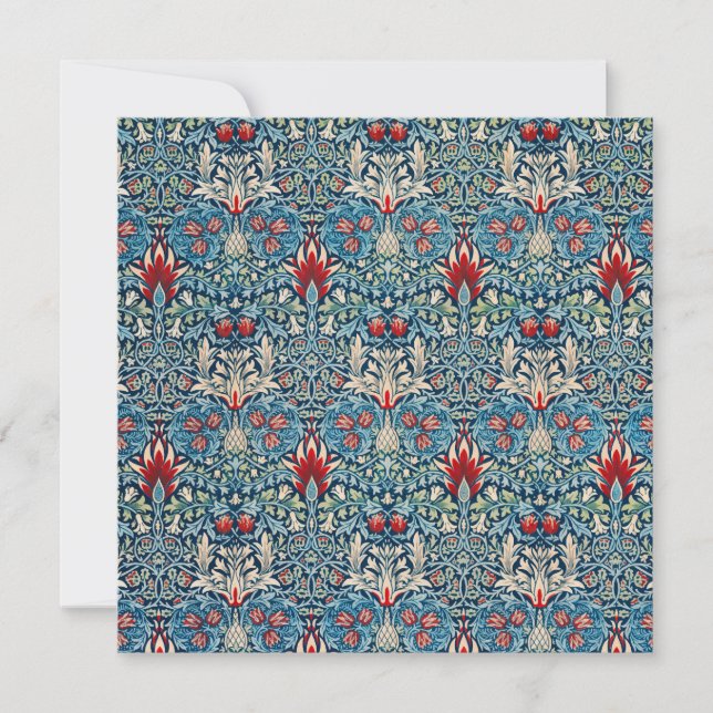 Floral pattern on green leaves blue background tack kort (Framsida)