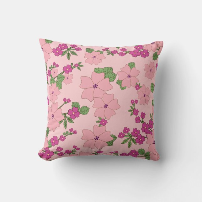 Floral pattern, pastel violet and purple, kudde (Framsida)