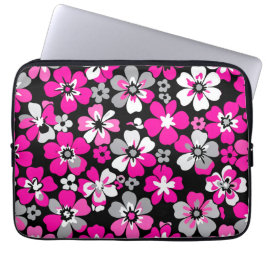 Floral Pattern Pink Grey White Black  Laptop Fodral