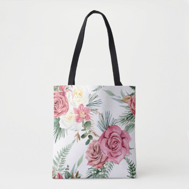 Floral Pattern Tote Bag Tygkasse (Framsida)