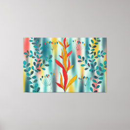 Floral Pattern with Teal Leaves Canvastryck