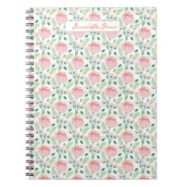 Floral patterned planner in pink and orange anteckningsbok