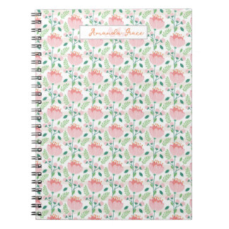 Floral patterned planner in pink and orange anteckningsbok