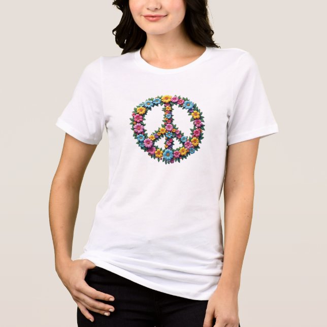 Floral Peace Sign Tri-blend Tee (Framsida)