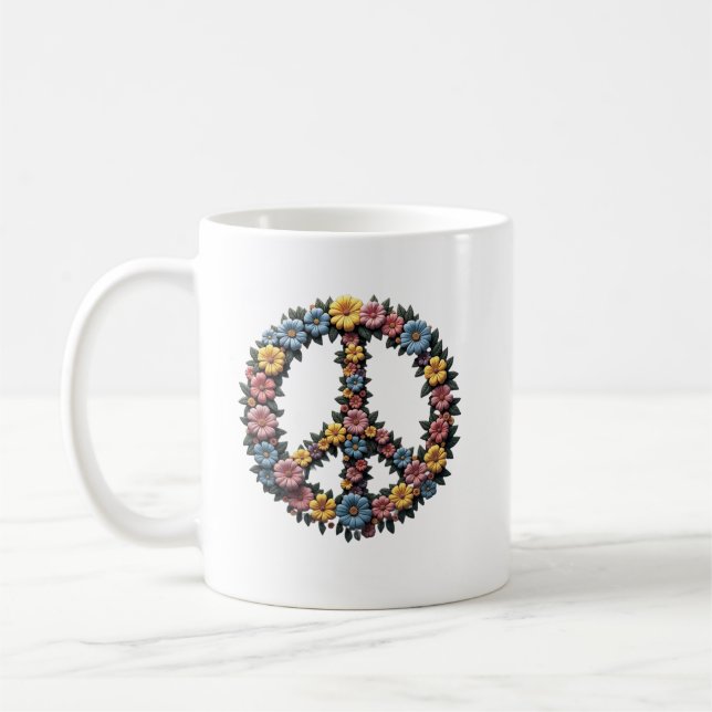 Floral Peace Symbol Mug Kaffemugg (Vänster)