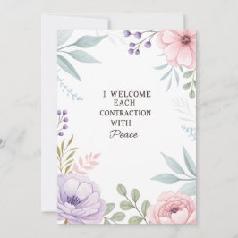 Floral Peaceful Birth Contraction Quote Julkort