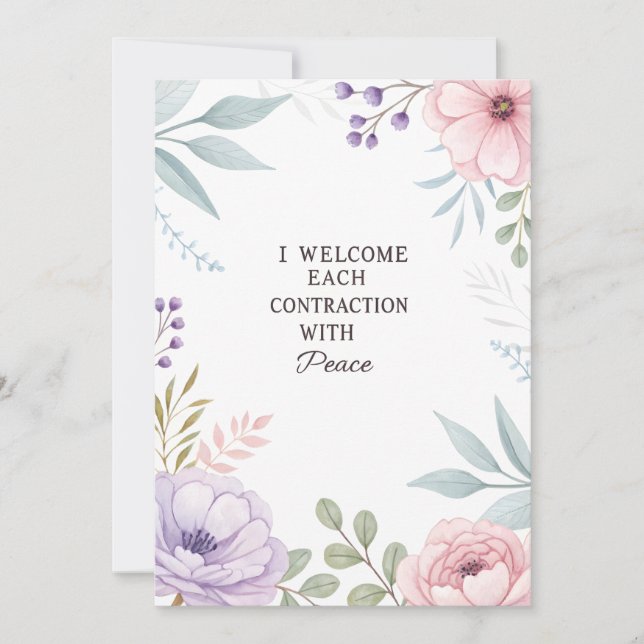 Floral Peaceful Birth Contraction Quote Julkort (Framsida)