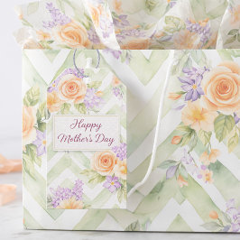 Floral Peach Lavender Sage Happy Mother's Day Presentetikett