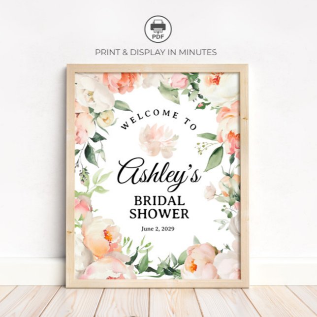 Floral Peony Bridal Shower Welcome Sign Poster (Skapare uppladdad)