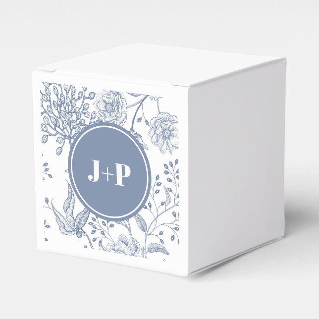 Floral Periwinkle Blue Monogram Wedding Presentaskar (Framsidan Sidan)