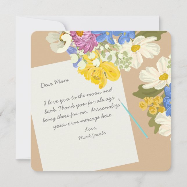 Floral Personal Love Note To Mother  Anteckningskort (Framsida)