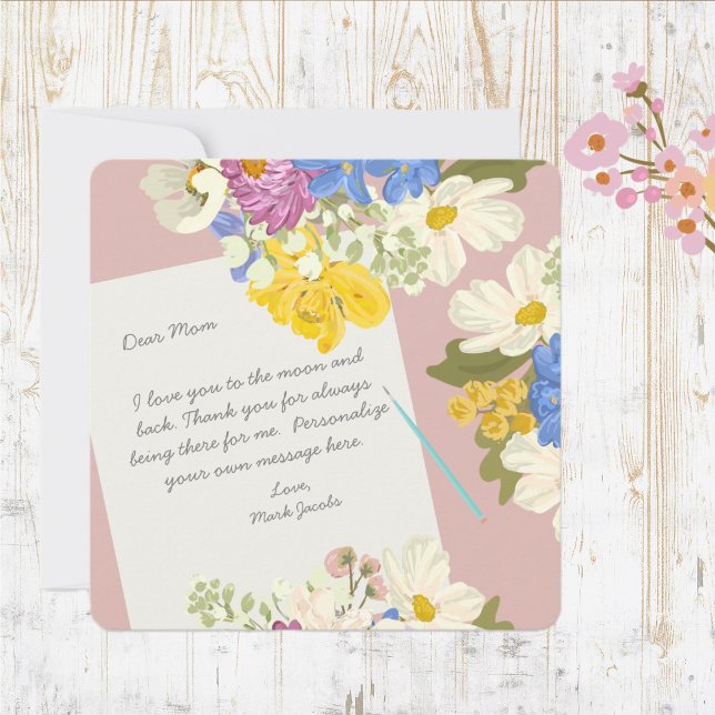 Floral Personal Love Note To Mother  Anteckningskort (Skapare uppladdad)