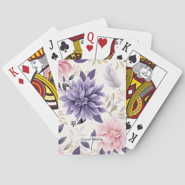 Floral Personalized Pack of Cards | Custom Greetin Casinokort (Baksidan)