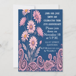 Floral Personalized Wedding Anniversary Invitation Inbjudningar