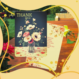 Floral Personalized Yellow Flat Thank You Card Inbjudningar