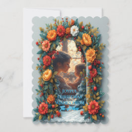 Floral Photo Arch Christmas, Personalized Winter Julkort