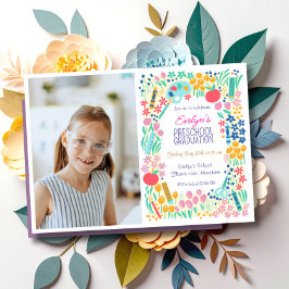 Floral Photo Preschool Graduation Invitation Inbjudningar