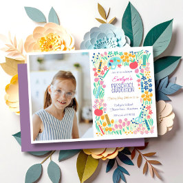 Floral Photo Preschool Graduation Invitation Inbjudningar