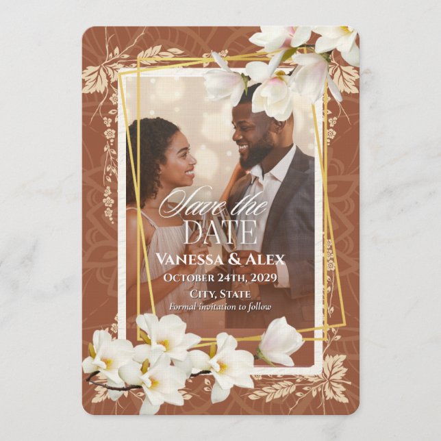 Floral Photo Save the Date  Inbjudningar (Framsida)