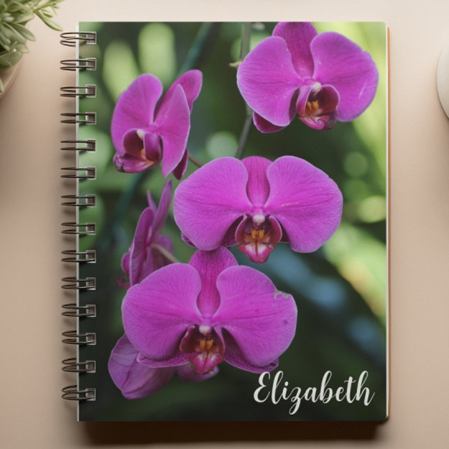 Floral Photography Elegant Lila Orchid Anpassnings Anteckningsbok (Skapare uppladdad)