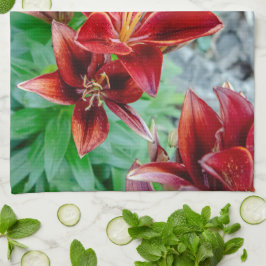 Floral Photography, Red Stargazer Lily Kökshandduk