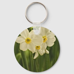 Floral Photography: White Vår Narcissus Nyckelring