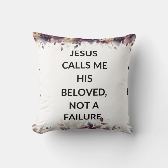Floral pillow with a simple religious quote kudde (Framsida)