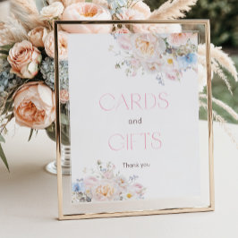 Floral Pink Baby Shower Cards and Gifts Poster