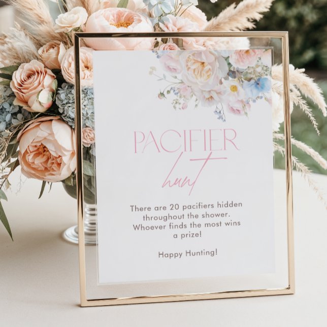 Floral Pink Baby Shower Game Pacifier Hunt Poster (Skapare uppladdad)