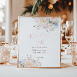 Floral Pink Baby Shower Momosa Bar Poster