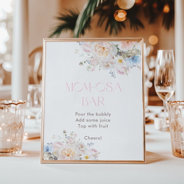 Floral Pink Baby Shower Momosa Bar Poster (Skapare uppladdad)