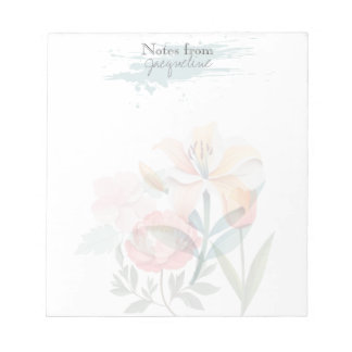 Floral Pink Botanical Classic Personalized Notepad Anteckningsblock