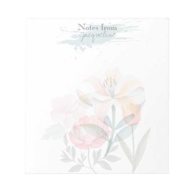 Floral Pink Botanical Classic Personalized Notepad Anteckningsblock (Framsida)