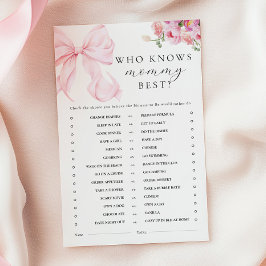 Floral Pink Bow Baby Shower Activity Games
