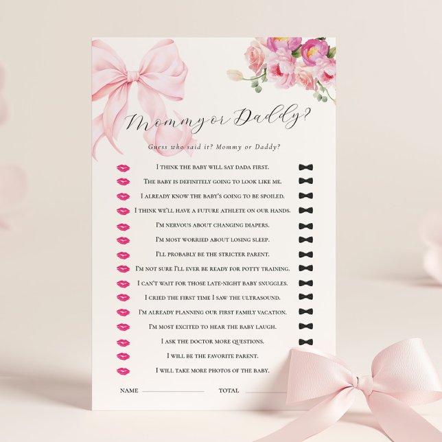 Floral Pink Bow Baby Shower Guess Who Game (Skapare uppladdad)