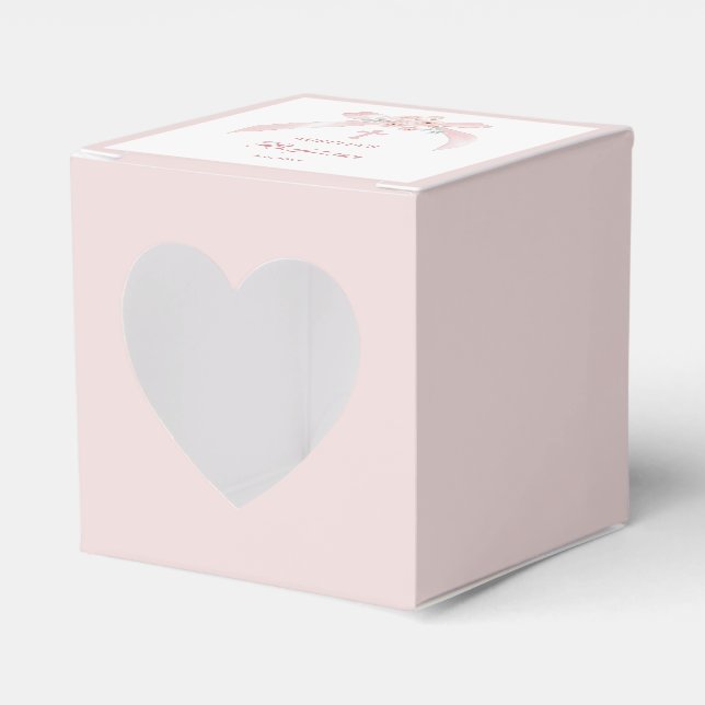 Floral Pink Bow Baptism Heart Presentaskar (Framsidan Sidan)