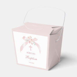 Floral Pink Bow Baptism Take Out Presentaskar